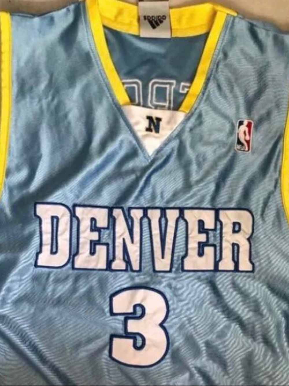 Men’s Vintage Rare Authentic Adidas Denver Nuggets Allen Iverson Jersey Size 52
